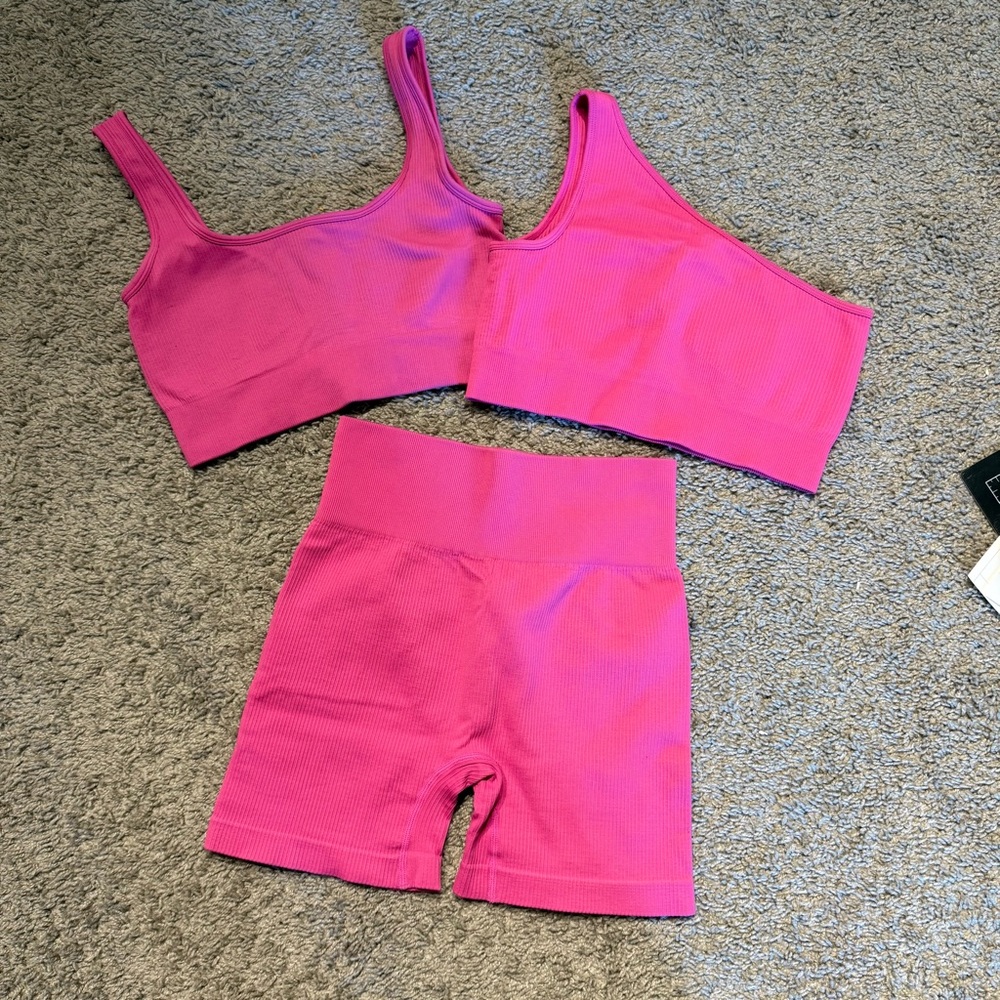 Vibrant Pink Sports Bra Set
